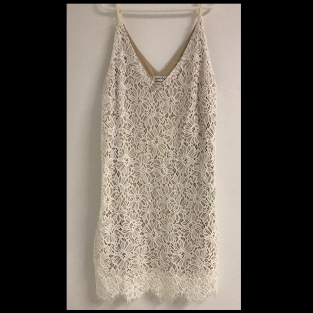 White and nude lace dress